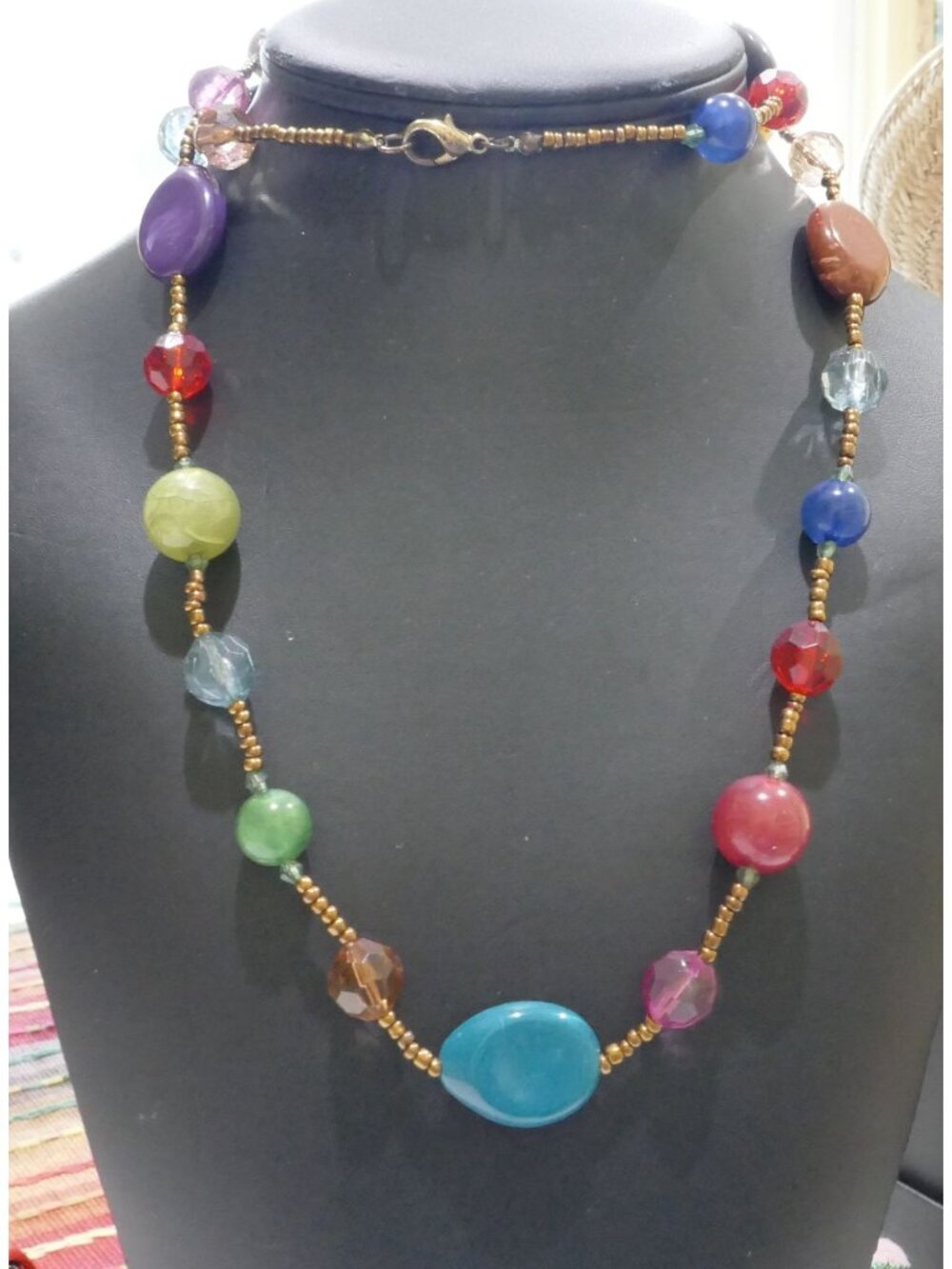 Vintage 36" Multi-Color Beaded Statement Necklace | Retro Chunky Plastic Rope